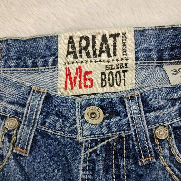 Ariat M6 Slim Boot Womans Distressed Denim Jeans 100%Cotton 30x28 Measurements. - Picture 7 of 16